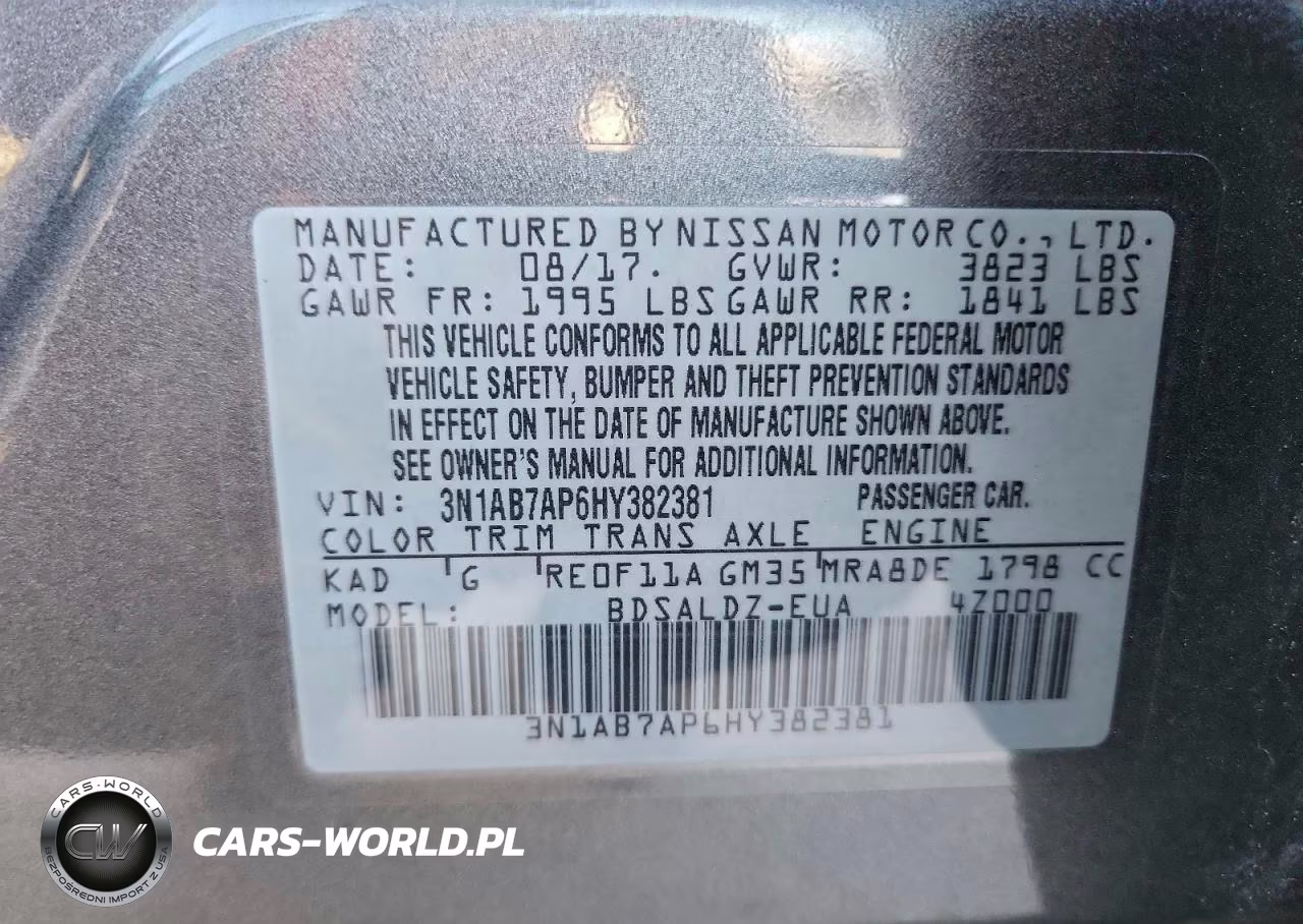 2017 Niss Sentra Sv VIN:3N1AB7AP6HY382381 - 12