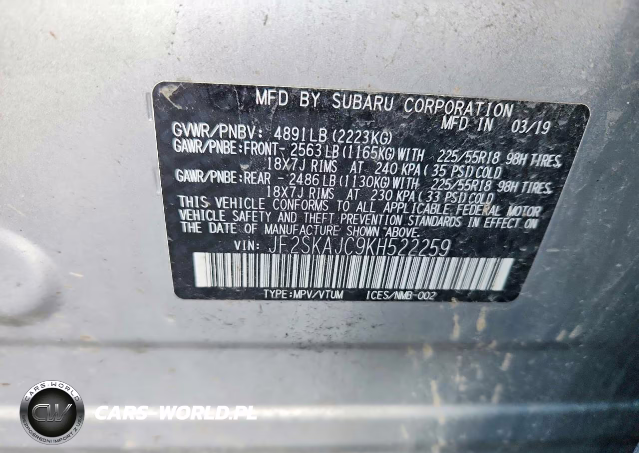 2019 Subaru Forester Sport VIN:JF2SKAJC9KH522259 - 12