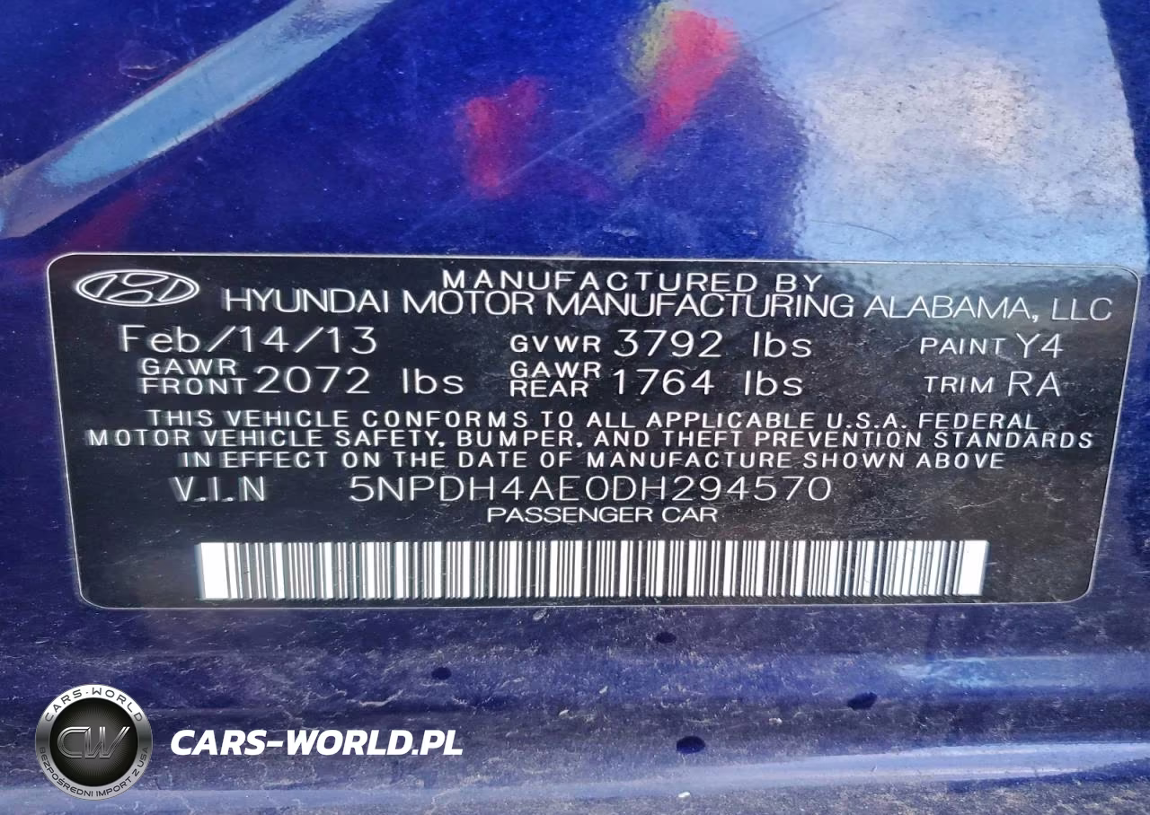 2013 Hyundai Elantra Gls VIN:5NPDH4AE0DH294570 - 12