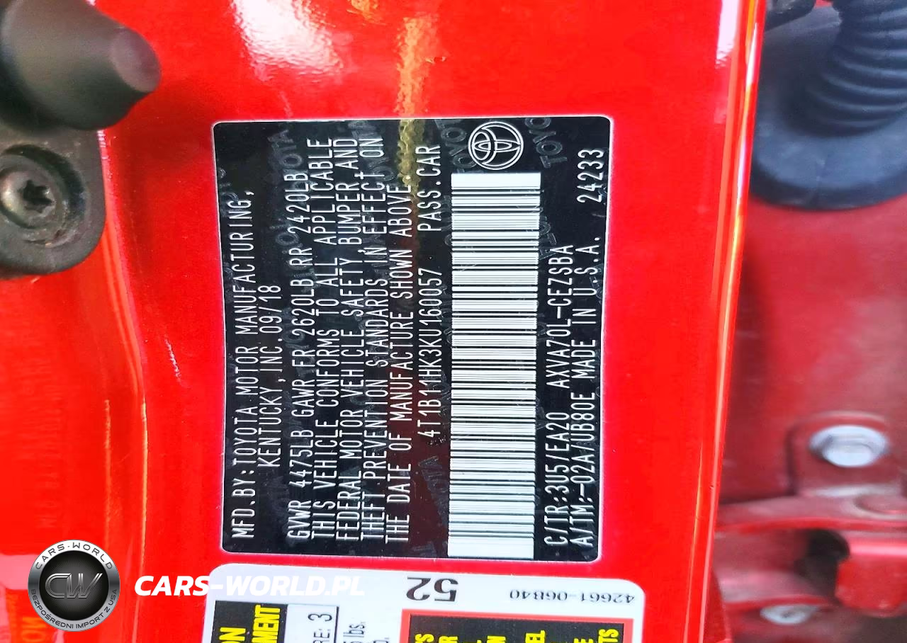 2019 Toyota Camry L VIN:4T1B11HK3KU160057 - 12