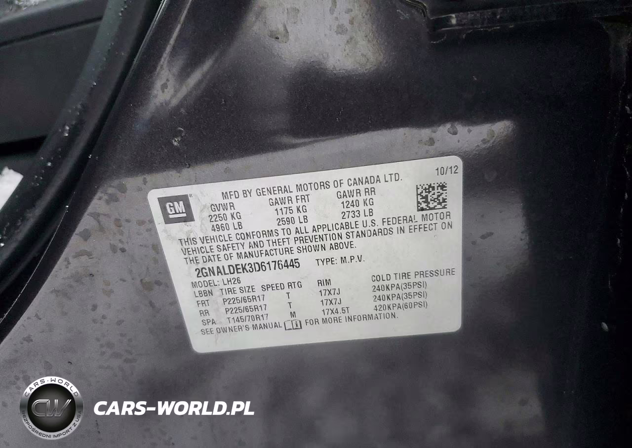 2013 Chevrolet Equinox Lt VIN:2GNALDEK3D6176445 - 12