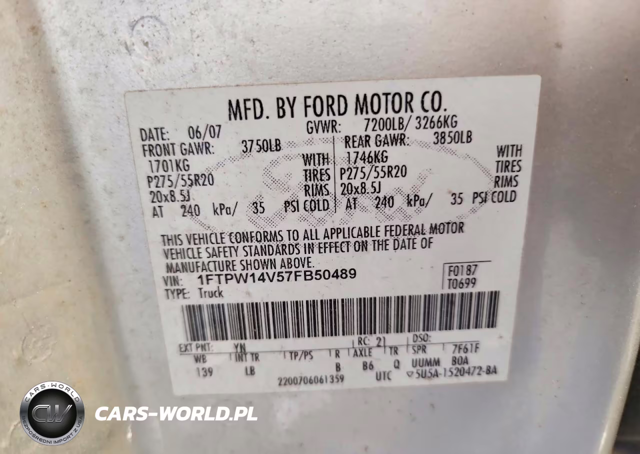 2007 Ford F150 Supercrew VIN:1FTPW14V57FB50489 - 12