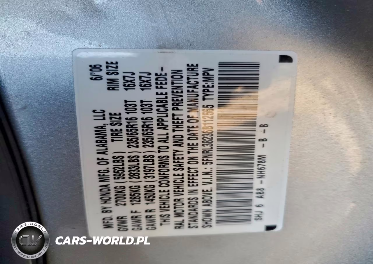 HONDA ODYSSEY LX VIN:5FNRL38236B112565 - 13