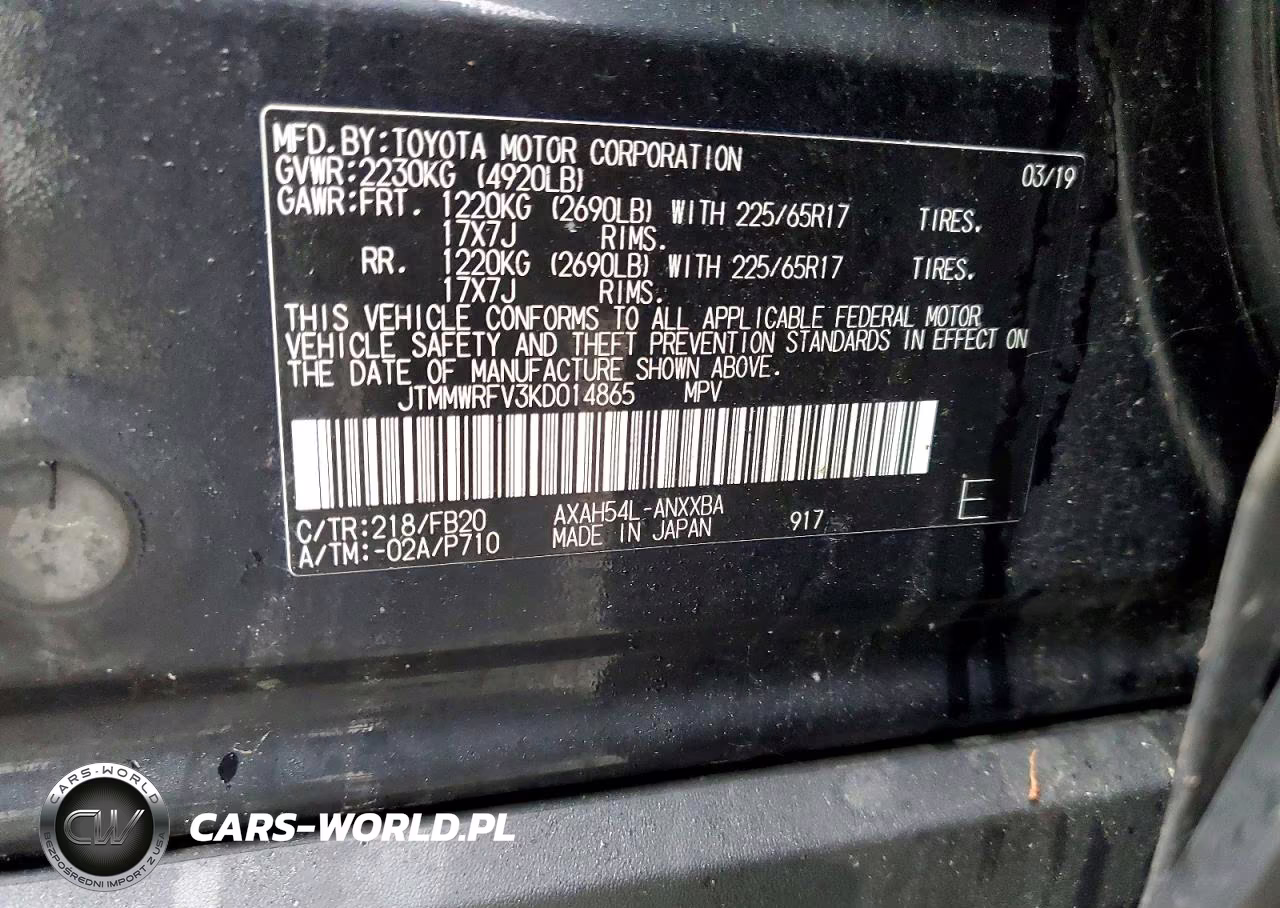 2019 Toyota Rav4 Le VIN:JTMMWRFV3KD014865 - 13