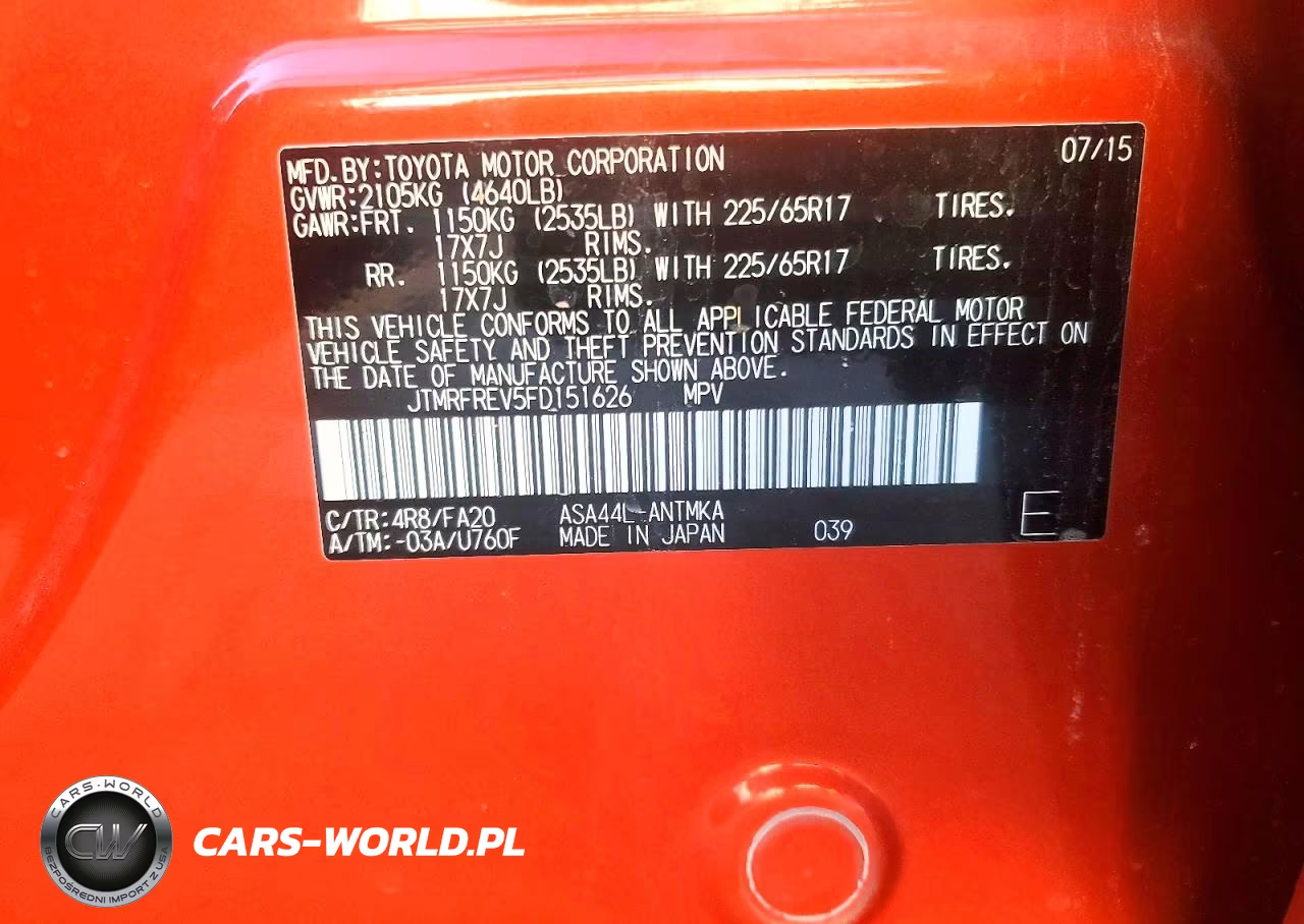 2015 Toyota Rav4 Xle VIN:JTMRFREV5FD151626 - 13