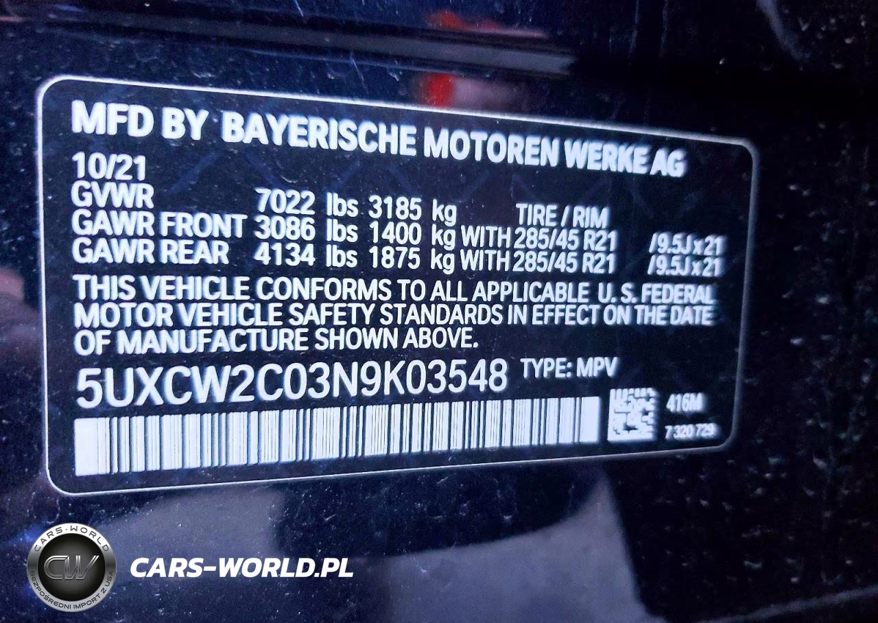 2022 BMW X7 xDrive40I VIN:5UXCW2C03N9K03548 - 14