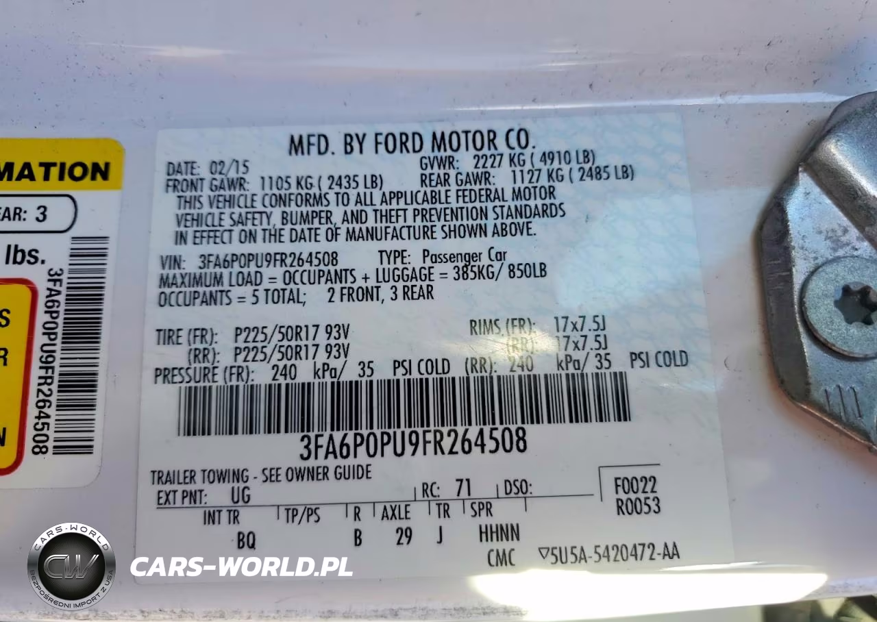 2015 Ford Fusion VIN:3FA6P0PU9FR264508 - 12