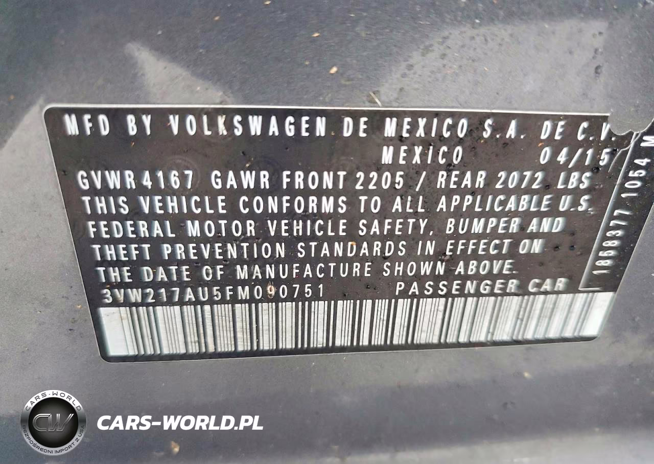2015 Volkswagen Golf VIN:3VW217AU5FM090751 - 13