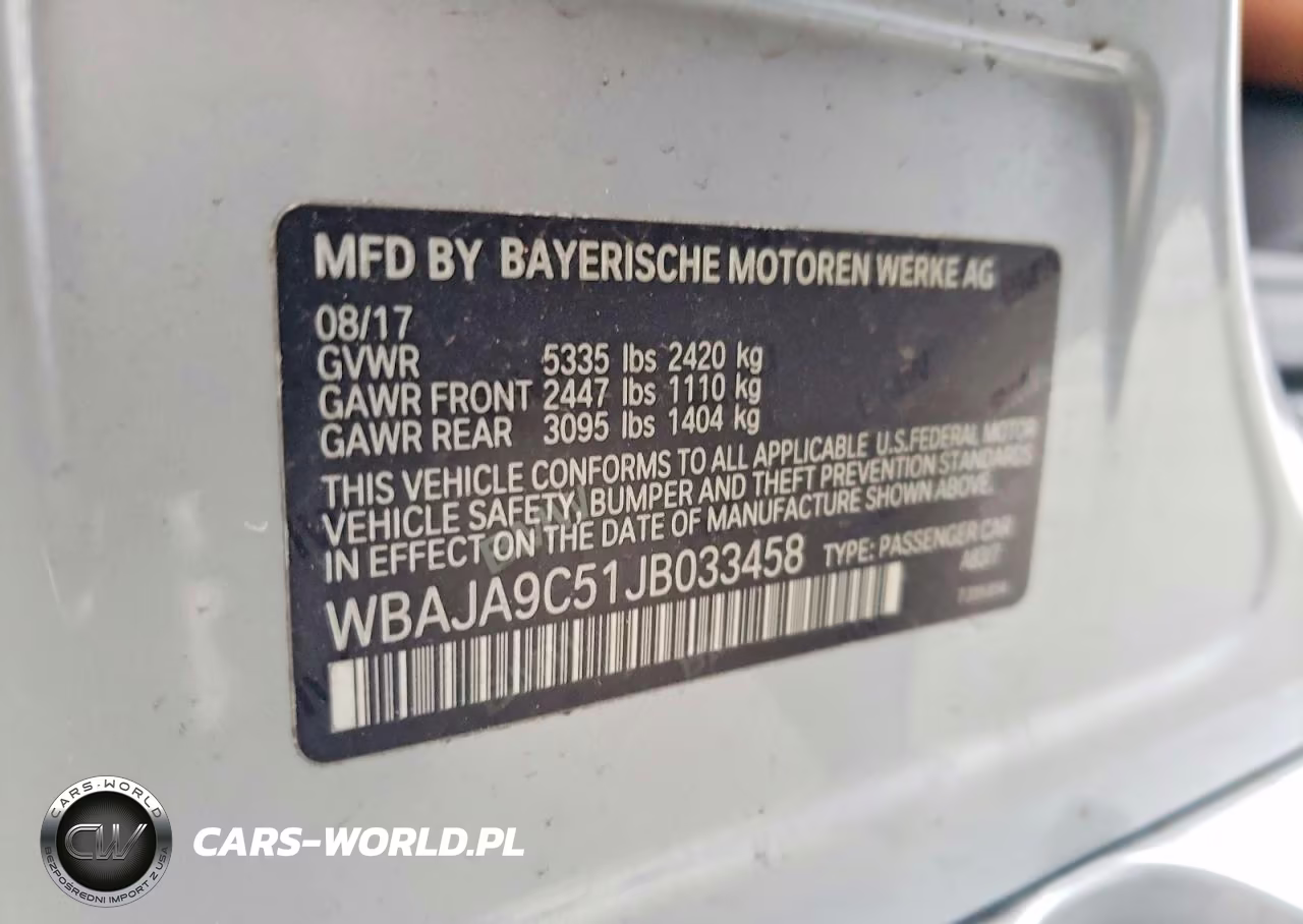 2018 BMW 530E VIN:WBAJA9C51JB033458 - 12