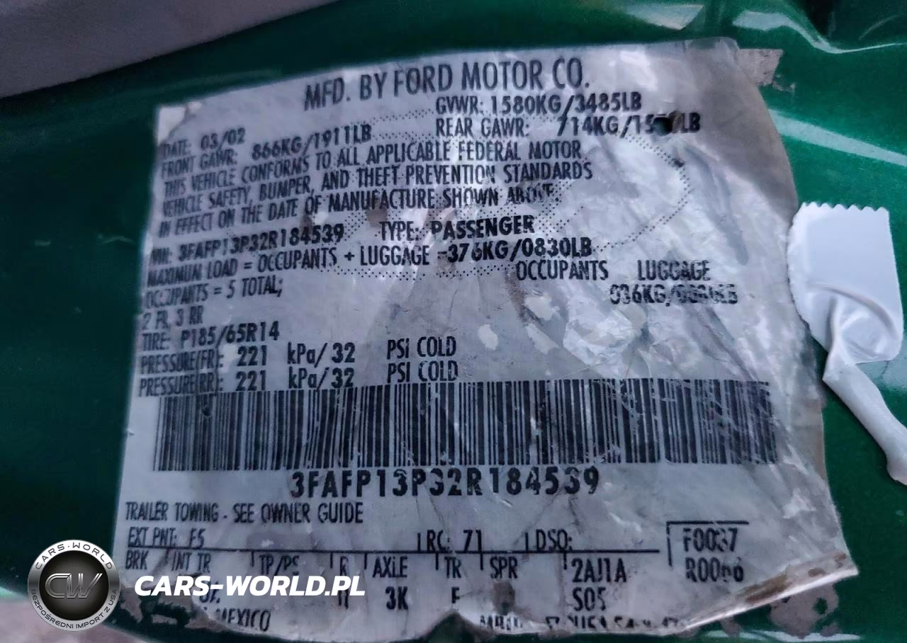 2002 Ford Escort VIN:3FAFP13P32R184539 - 12