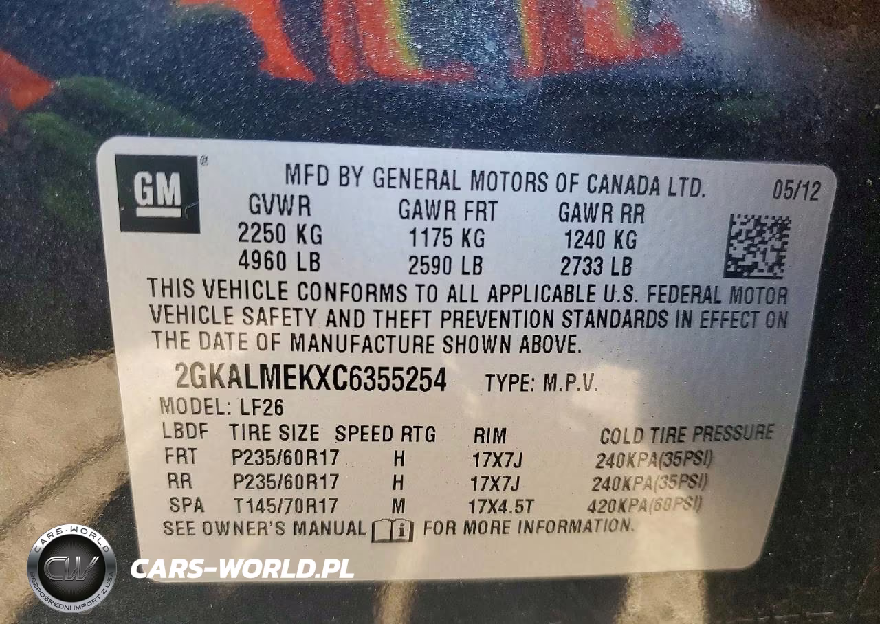2012 GMC Terrain Sle VIN:2GKALMEKXC6355254 - 13