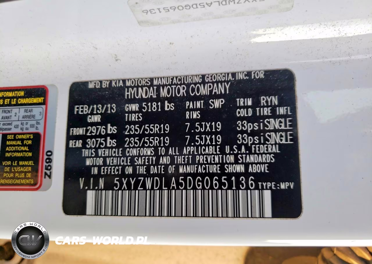 2013 Hyundai Santa Fe Sport VIN:5XYZWDLA5DG065136 - 13