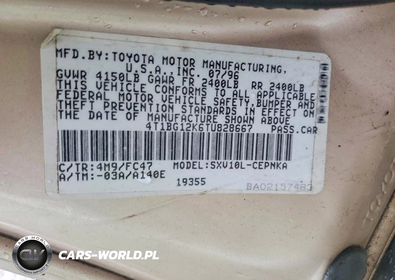 1996 Toyota Camry Dx VIN:4T1BG12K6TU828667 - 12