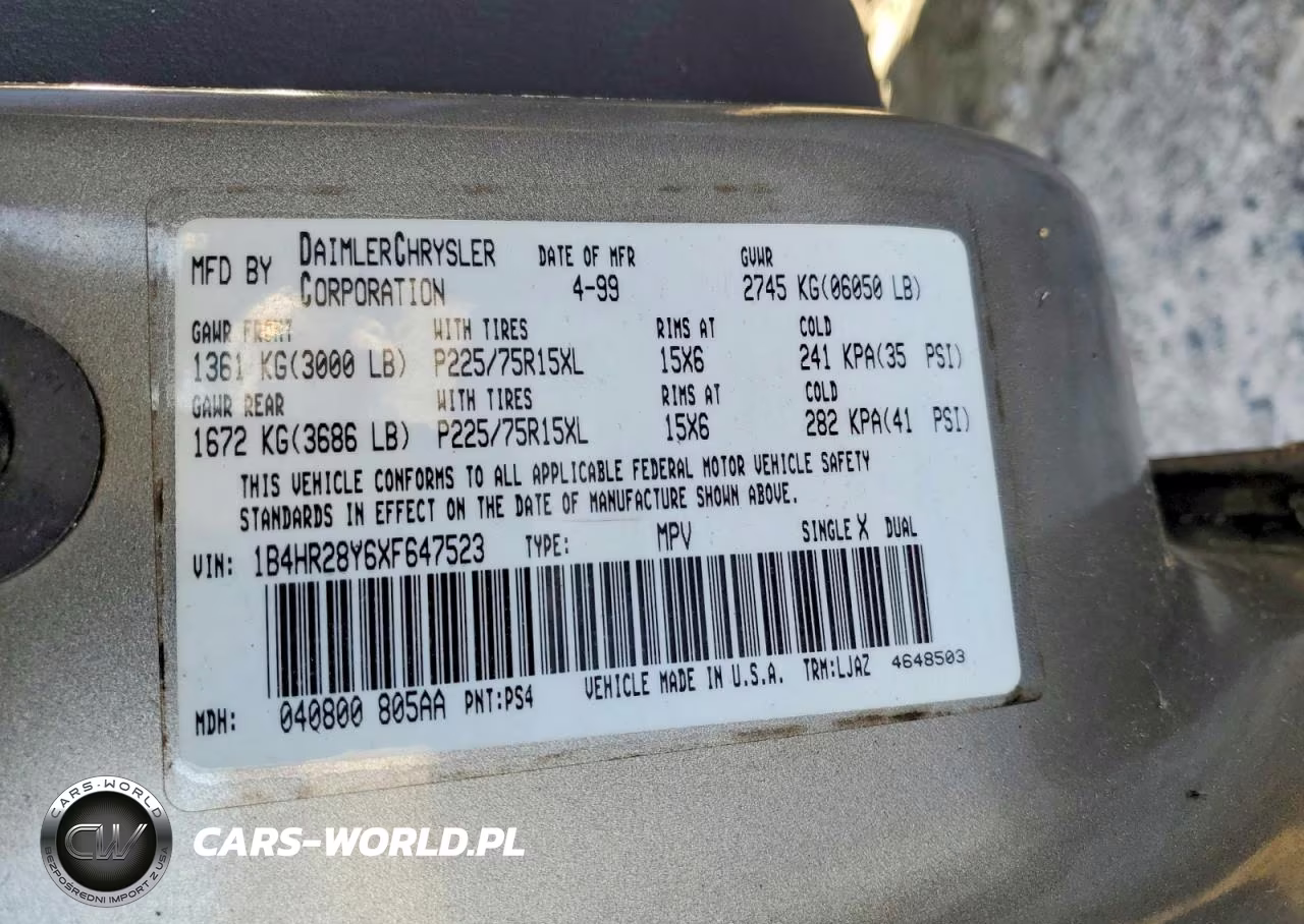 1999 Dodge Durango VIN:1B4HR28Y6XF647523 - 13