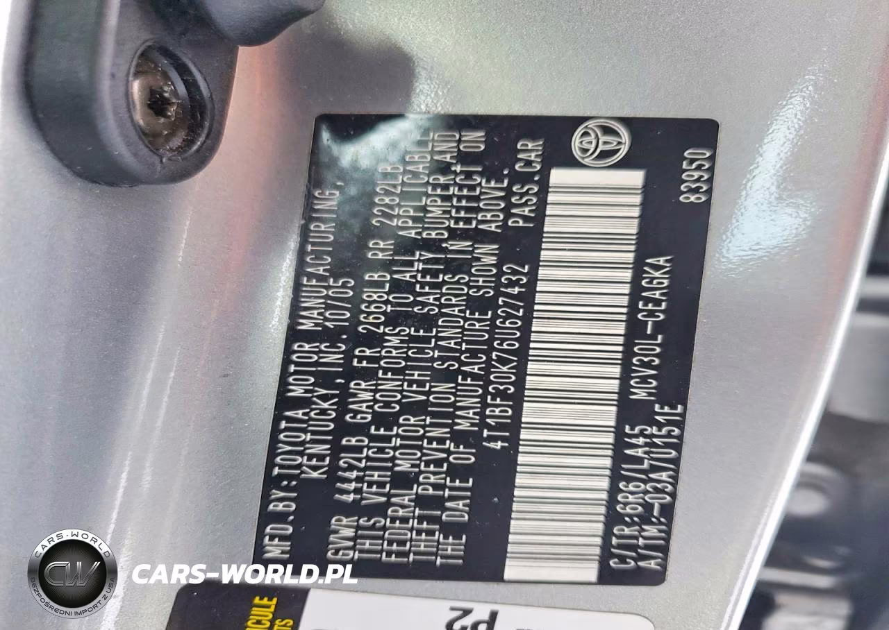 2006 Toyota Camry Le VIN:4T1BF30K76U627432 - 12