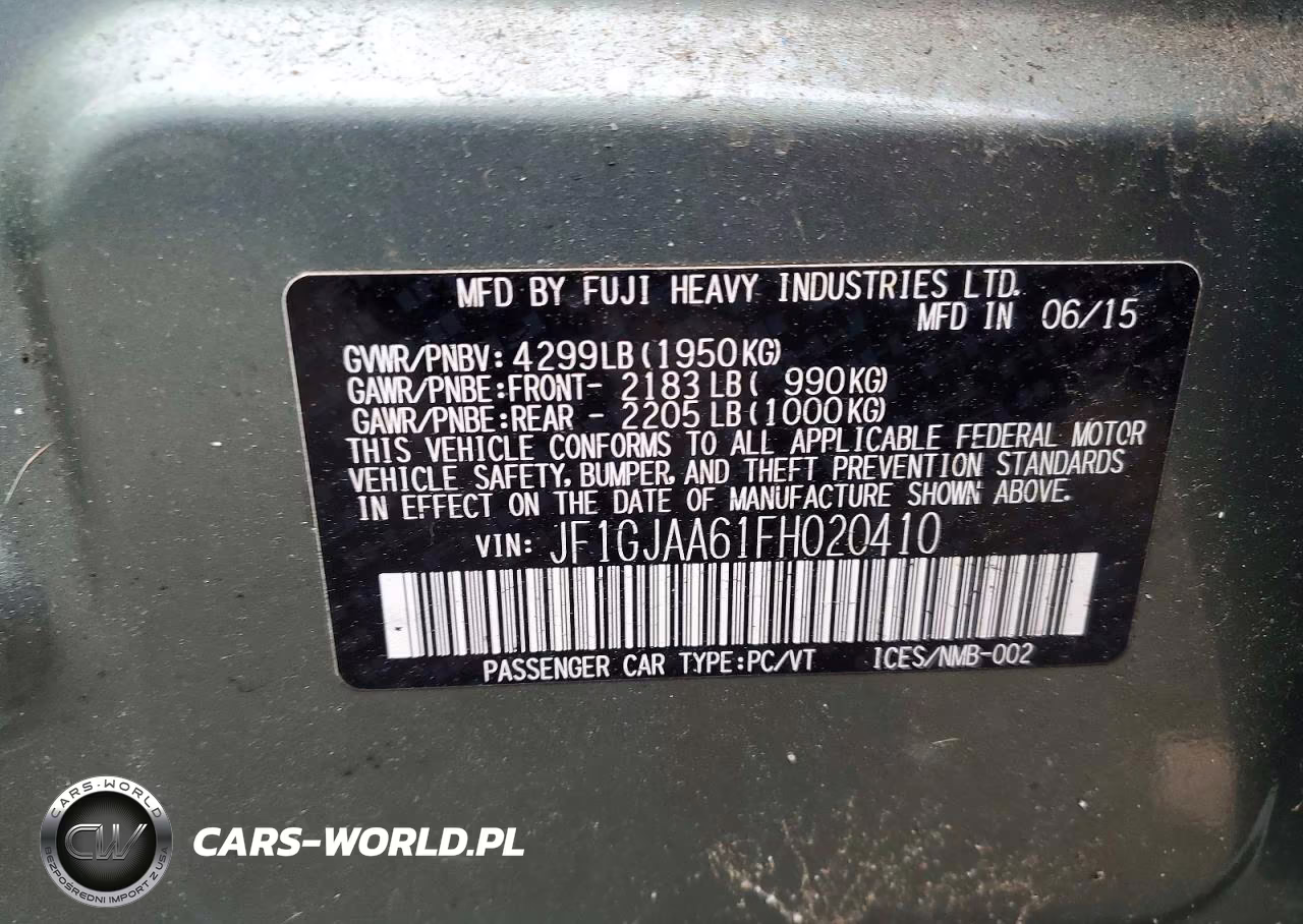 2015 Subaru Impreza VIN:JF1GJAA61FH020410 - 12