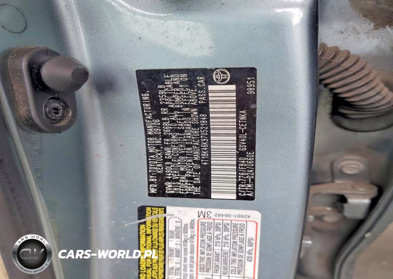 2007 Toyota Camry VIN:4T1BK46K97U521848 - 12