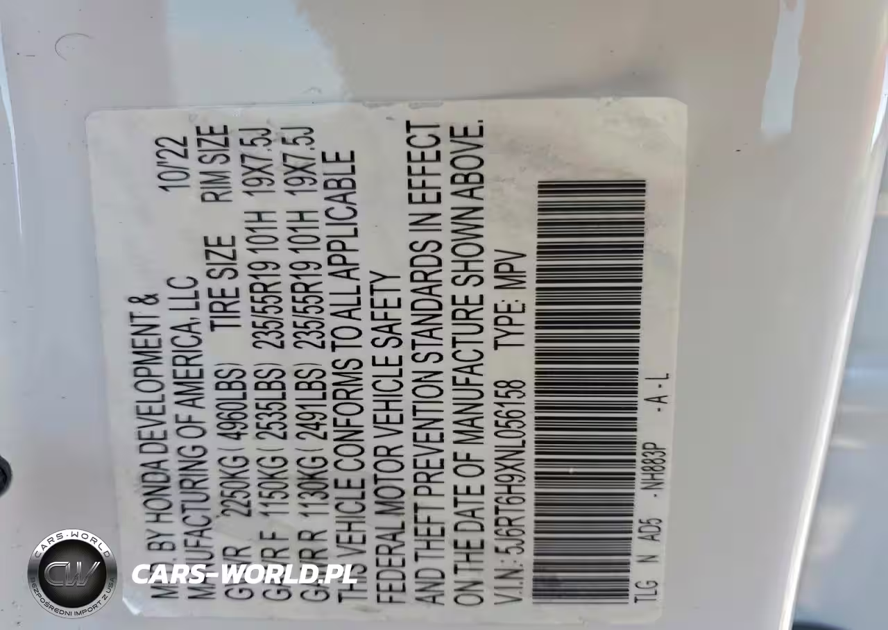 2022 Honda Cr-V Touring VIN:5J6RT6H91NL027244 - 13
