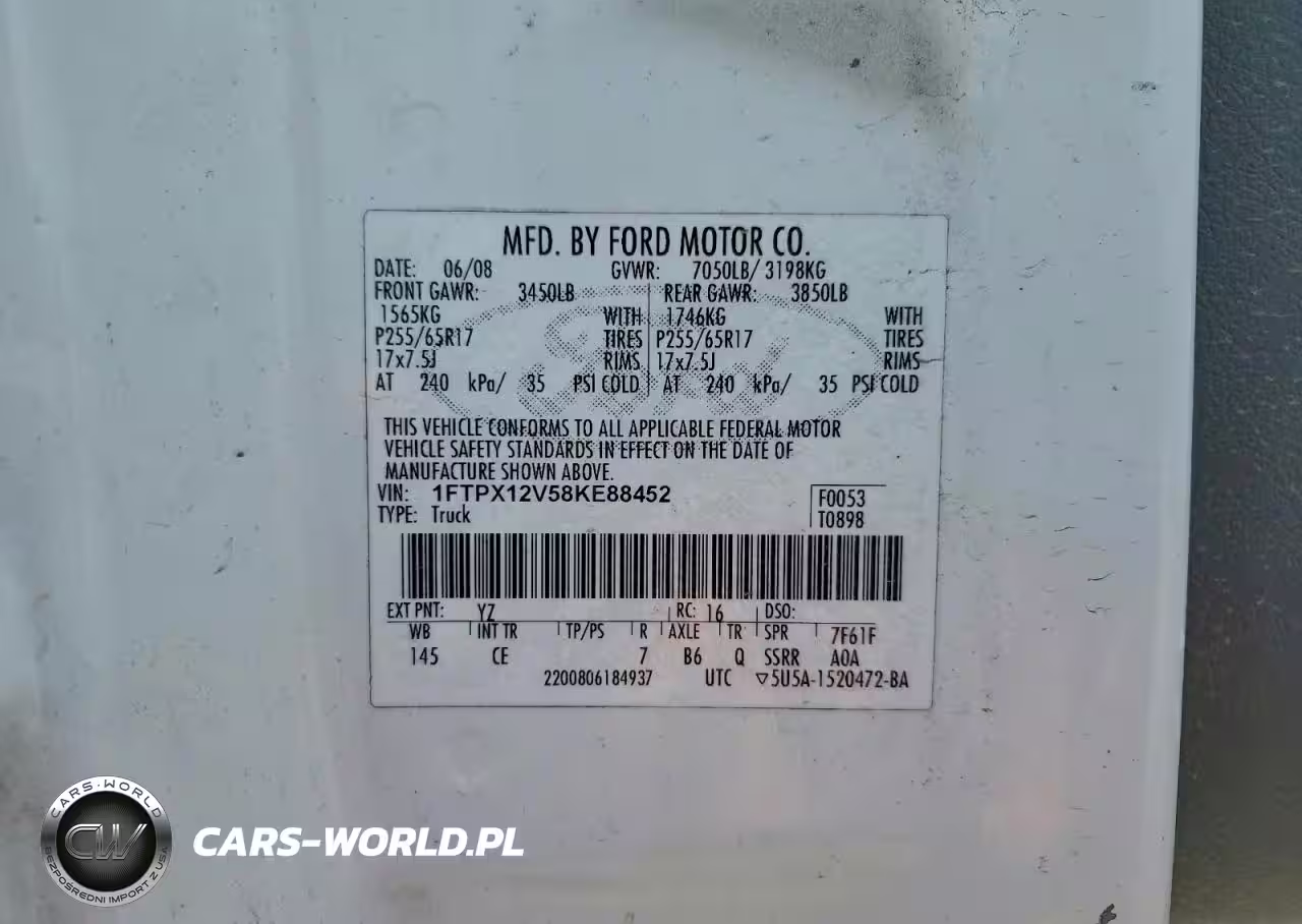 2008 Ford F150 VIN:1FTPX12V58KE88452 - 12