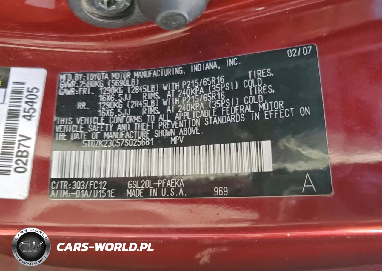 2007 Toyota Sienna VIN:5TDZK23C57S025681 - 13