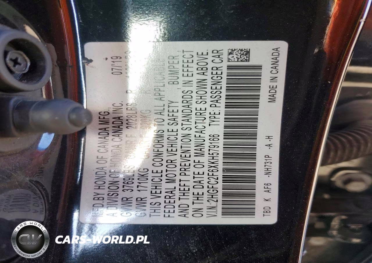 2019 Honda Civic Lx VIN:2HGFC2F6XKH579166 - 12