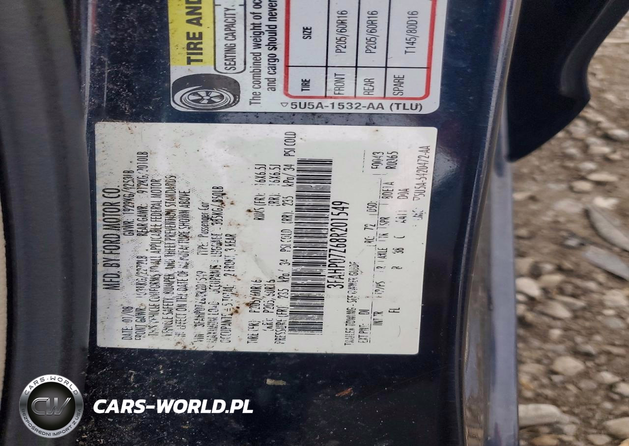2008 Ford Fusion Se VIN:3FAHP07Z68R201549 - 12