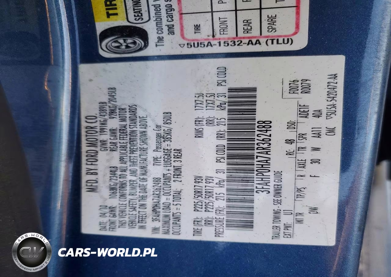 2010 Ford Fusion Se VIN:3FAHP0HA7AR362488 - 12