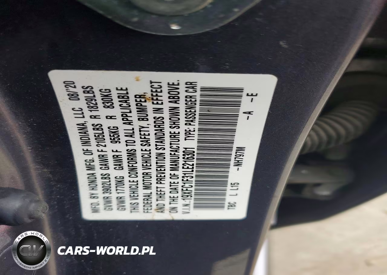 2020 Honda Civic Ex VIN:19XFC1F31LE216301 - 12