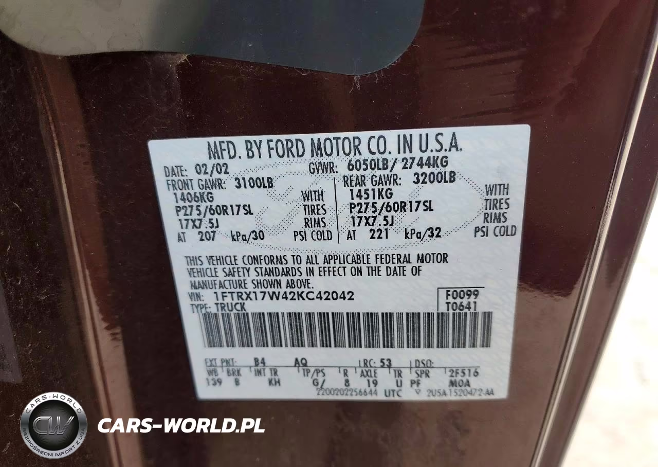 2002 Ford F150 VIN:1FTRX17W42KC42042 - 12