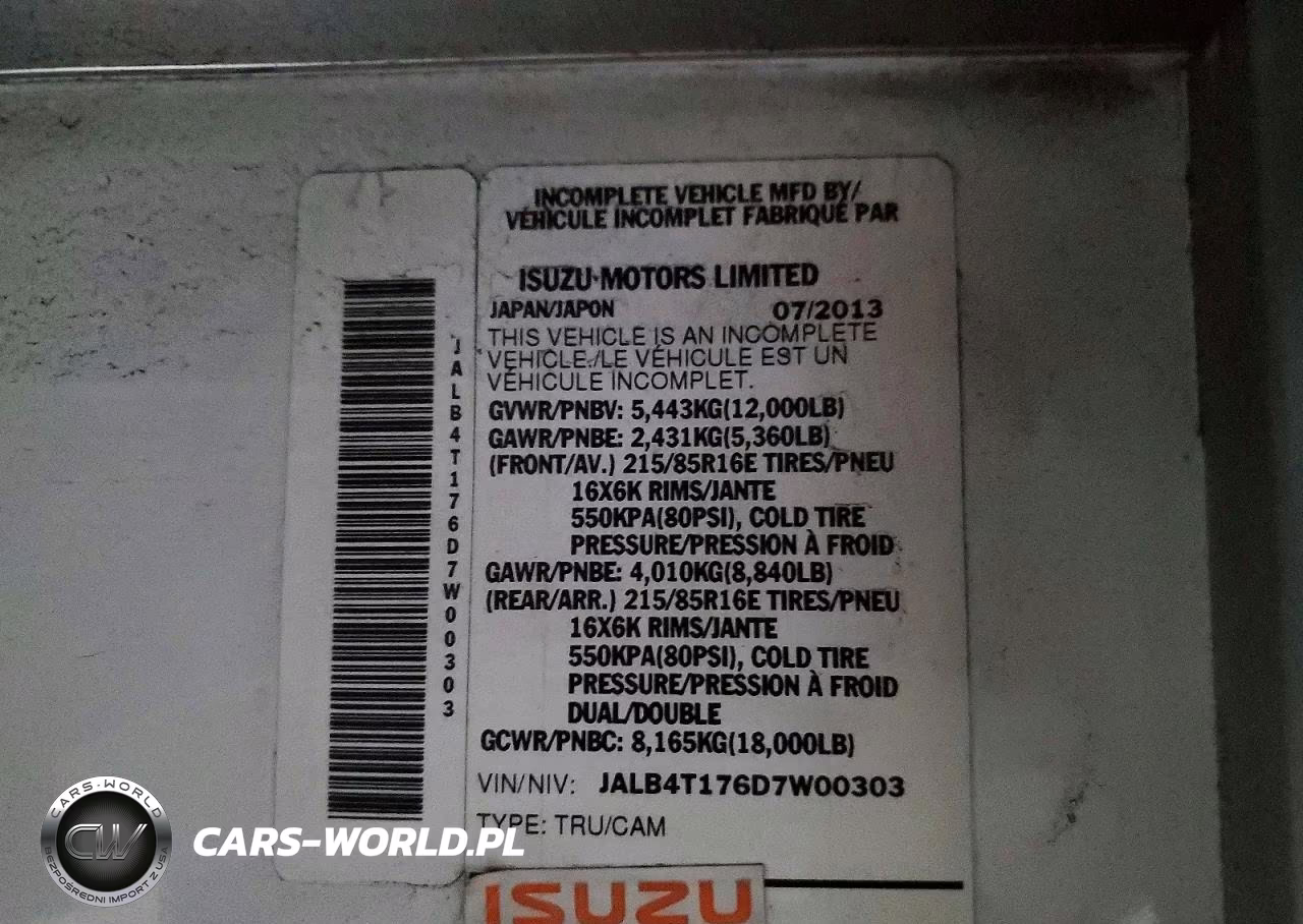 2013 Isuzu Npr Delivery Truck VIN:JALB4T176D7W00303 - 13