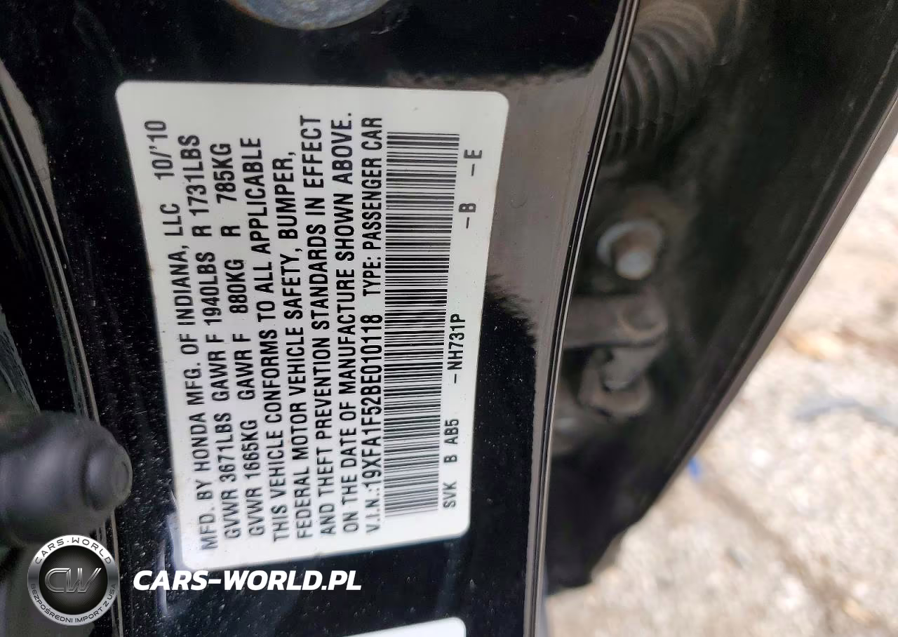 2011 Honda Civic Lx VIN:19XFA1F52BE010118 - 12