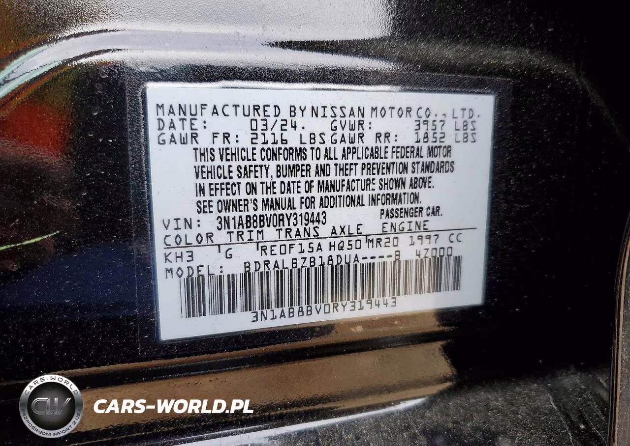 2024 Nissan Sentra S VIN:3N1AB8BV0RY319443 - 12