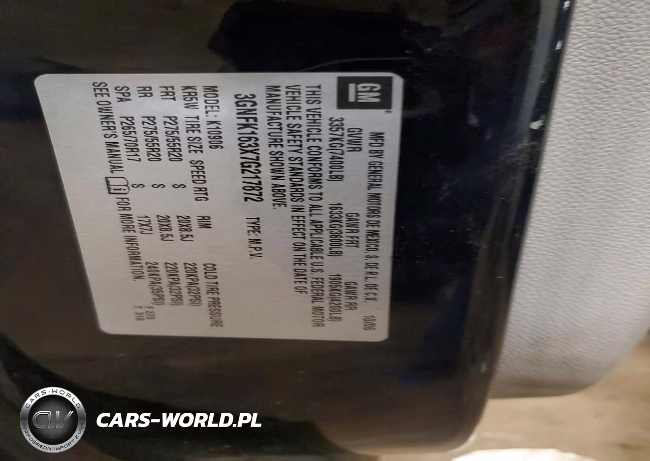 2007 Chevrolet Suburban K1500 VIN:3GNFK163X7G217872 - 13