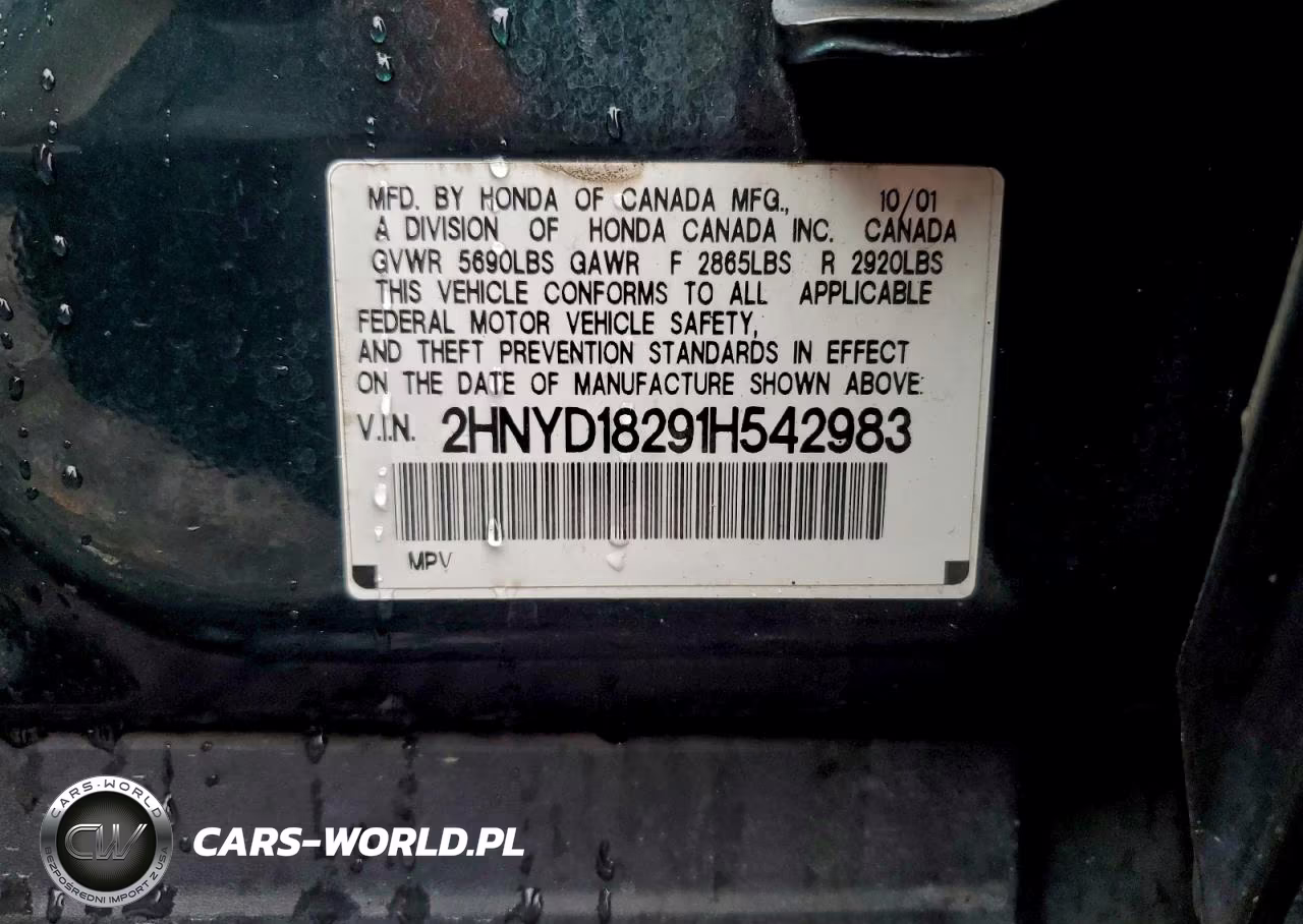 2001 Acura Mdx VIN:2HNYD18291H542983 - 12
