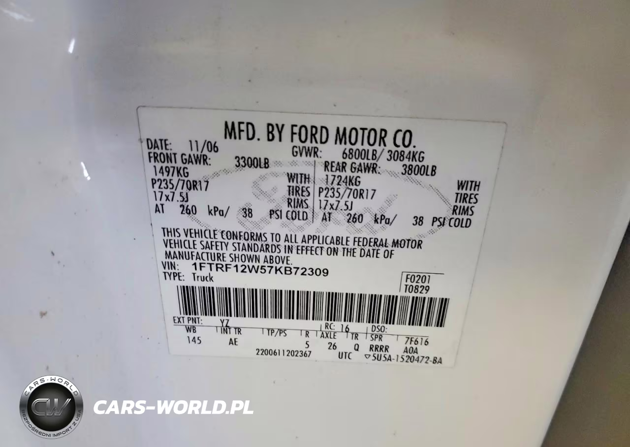 2007 Ford F150 VIN:1FTRF12W57KB72309 - 12