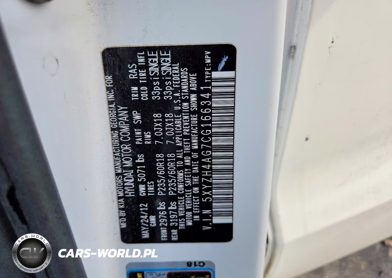 2012 Hyundai Santa Fe Se VIN:5XYZH4AG7CG166341 - 12