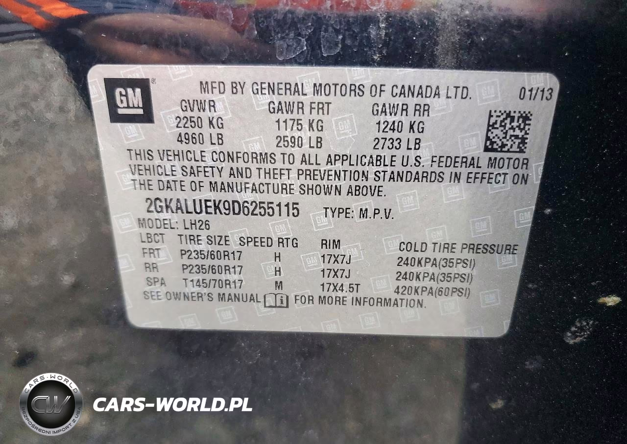2013 GMC Terrain Slt VIN:2GKALUEK9D6255115 - 13
