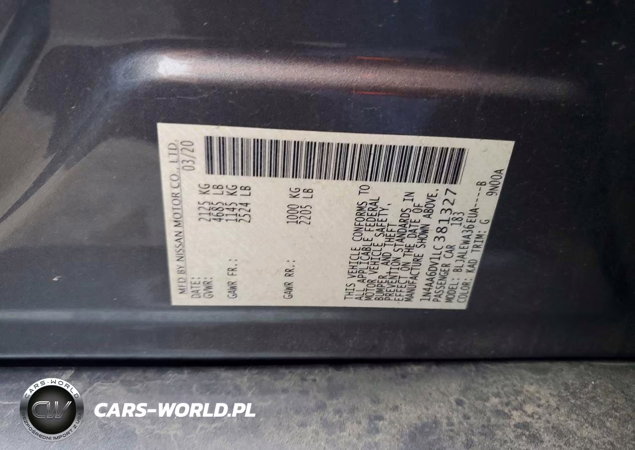 2020 Nissan Maxima Sl VIN:1N4AA6DV1LC381327 - 12
