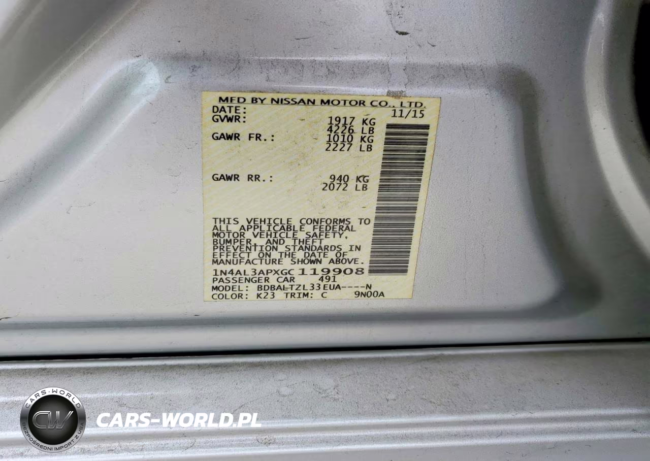 2016 Nissan Altima 2.5 VIN:1N4AL3APXGC119908 - 12