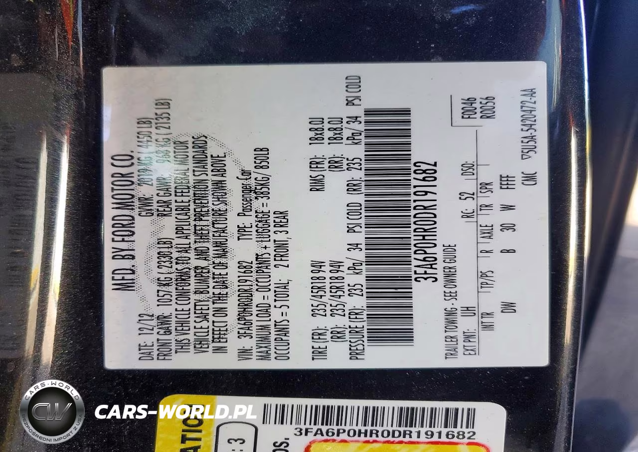 2013 Ford Fusion Se VIN:3FA6P0HR0DR191682 - 12
