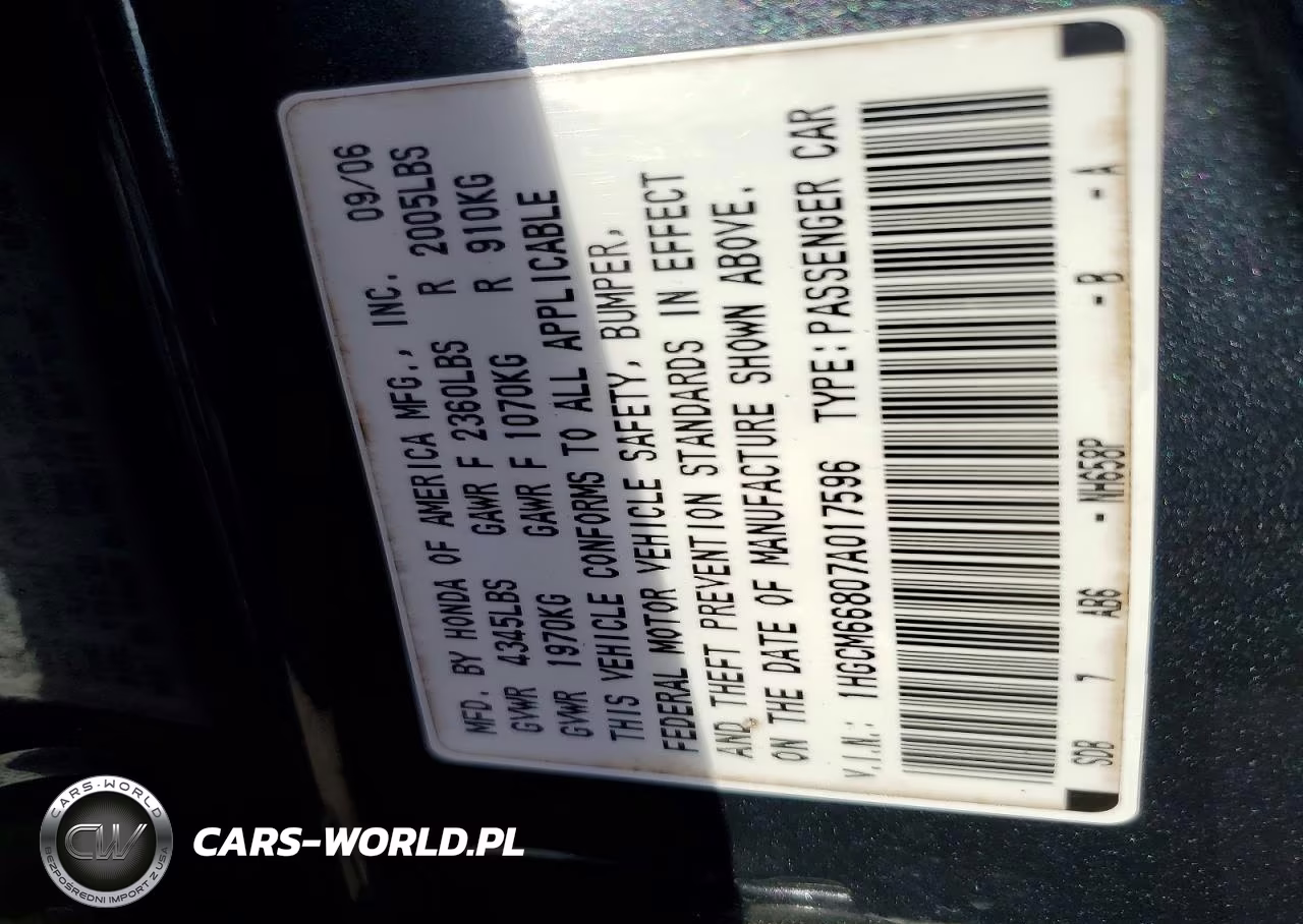 2007 Honda Accord Ex VIN:1HGCM66807A017596 - 12