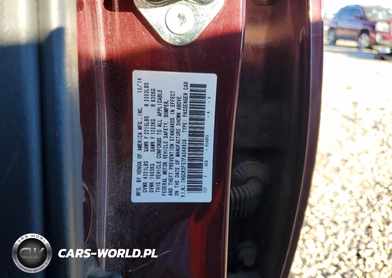 2015 Honda Accord Sport VIN:1HGCR2F57FA048908 - 12
