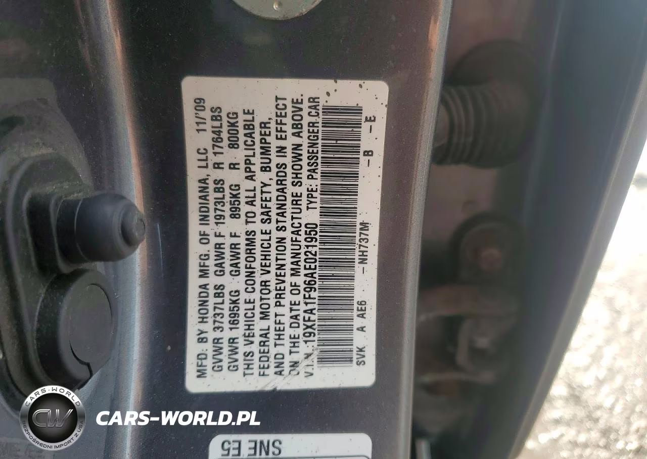 2010 Honda Civic VIN:19XFA1F96AE021950 - 12