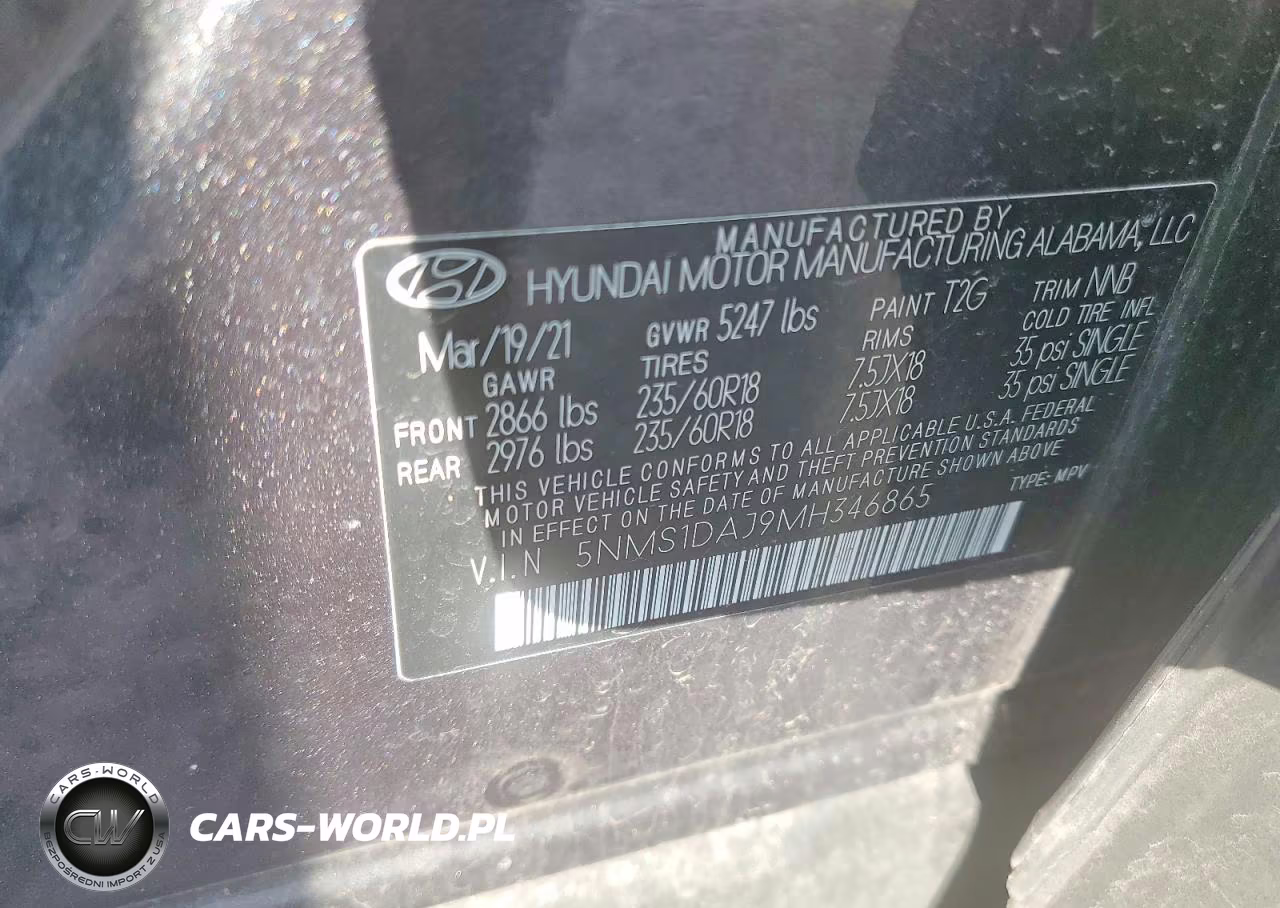 2021 Hyundai Santa Fe Se VIN:5NMS1DAJ9MH346865 - 13