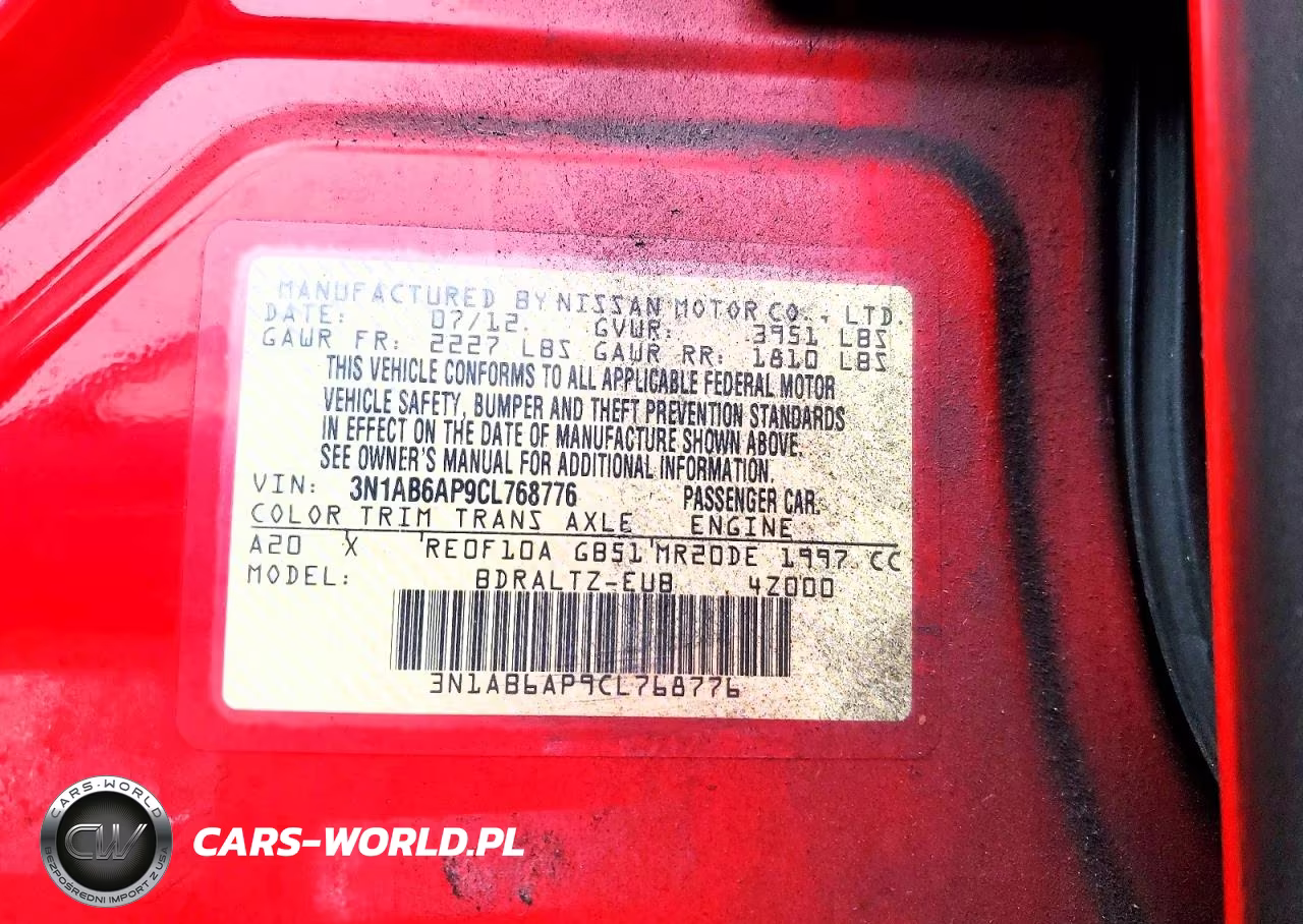 2012 Nissan Sentra 2.0 VIN:3N1AB6AP9CL768776 - 13