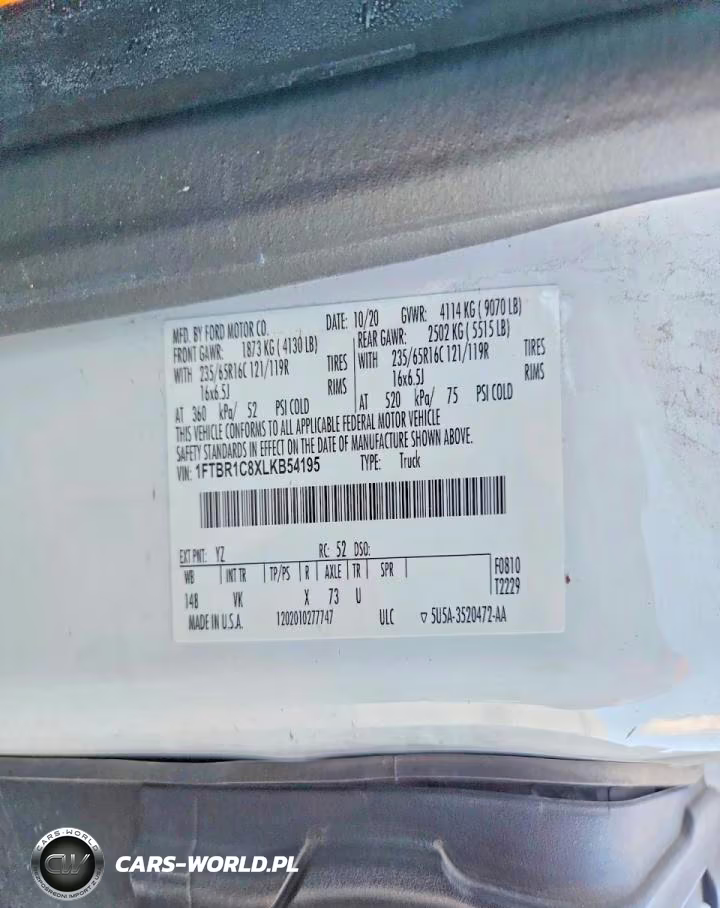 2020 Ford Transit 250 Delivery Van VIN:1FTBR1C8XLKB54195 - 13