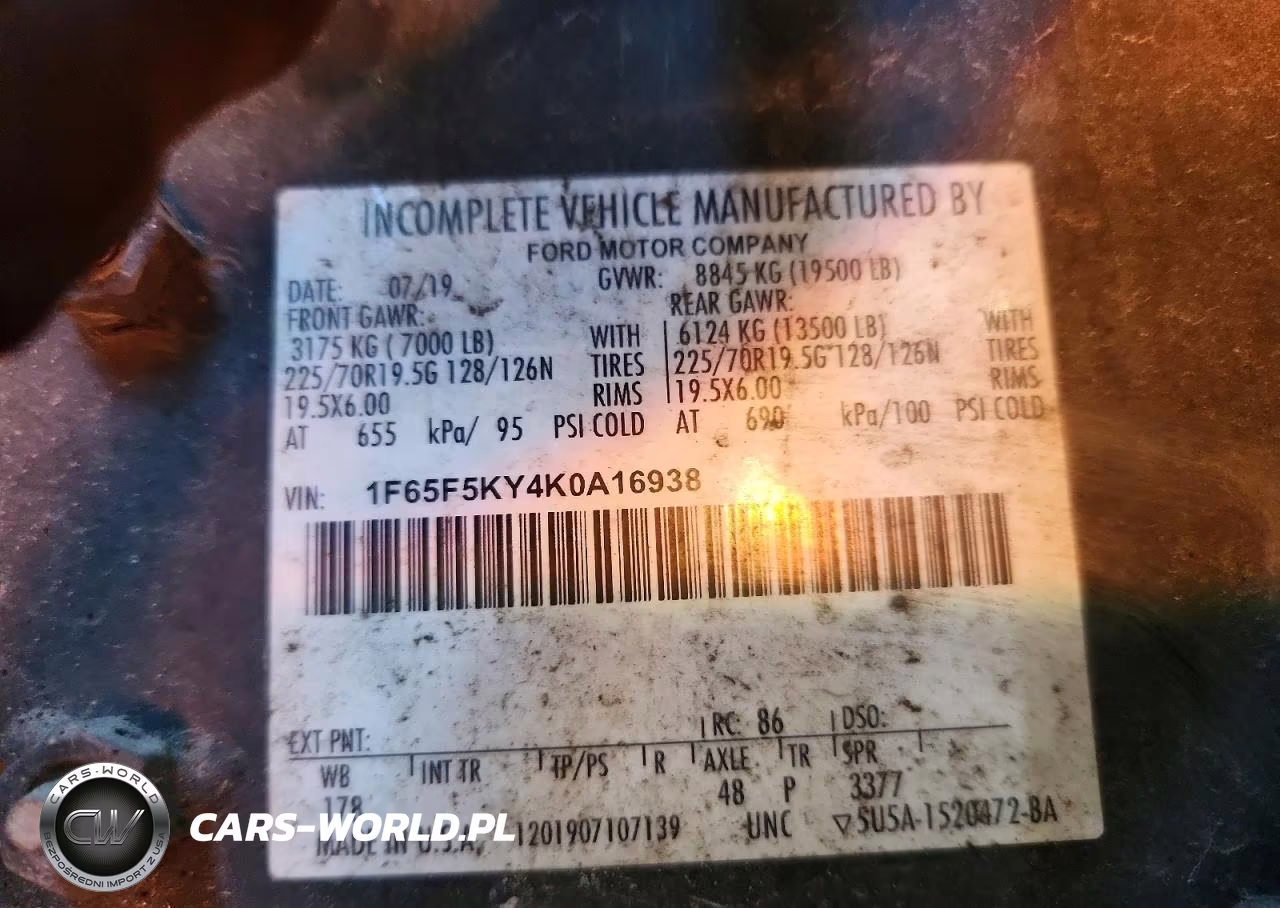 2019 Ford Cc Delivery Truck VIN:1F65F5KY4K0A16938 - 14