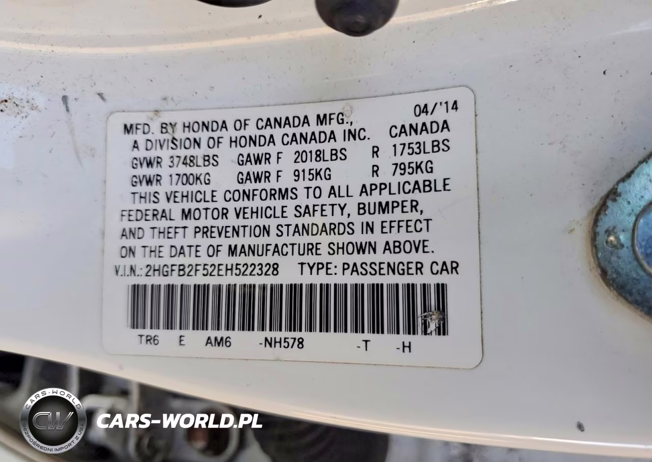 2014 Honda Civic Lx VIN:2HGFB2F52EH522328 - 13