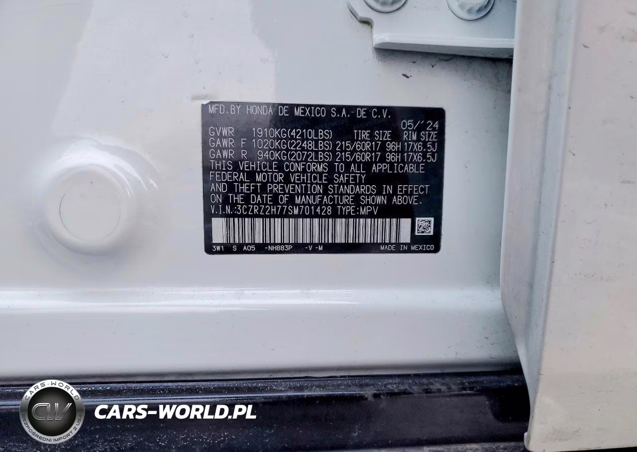 2025 Honda Hr-V Exl VIN:3CZRZ2H77SM701428 - 14