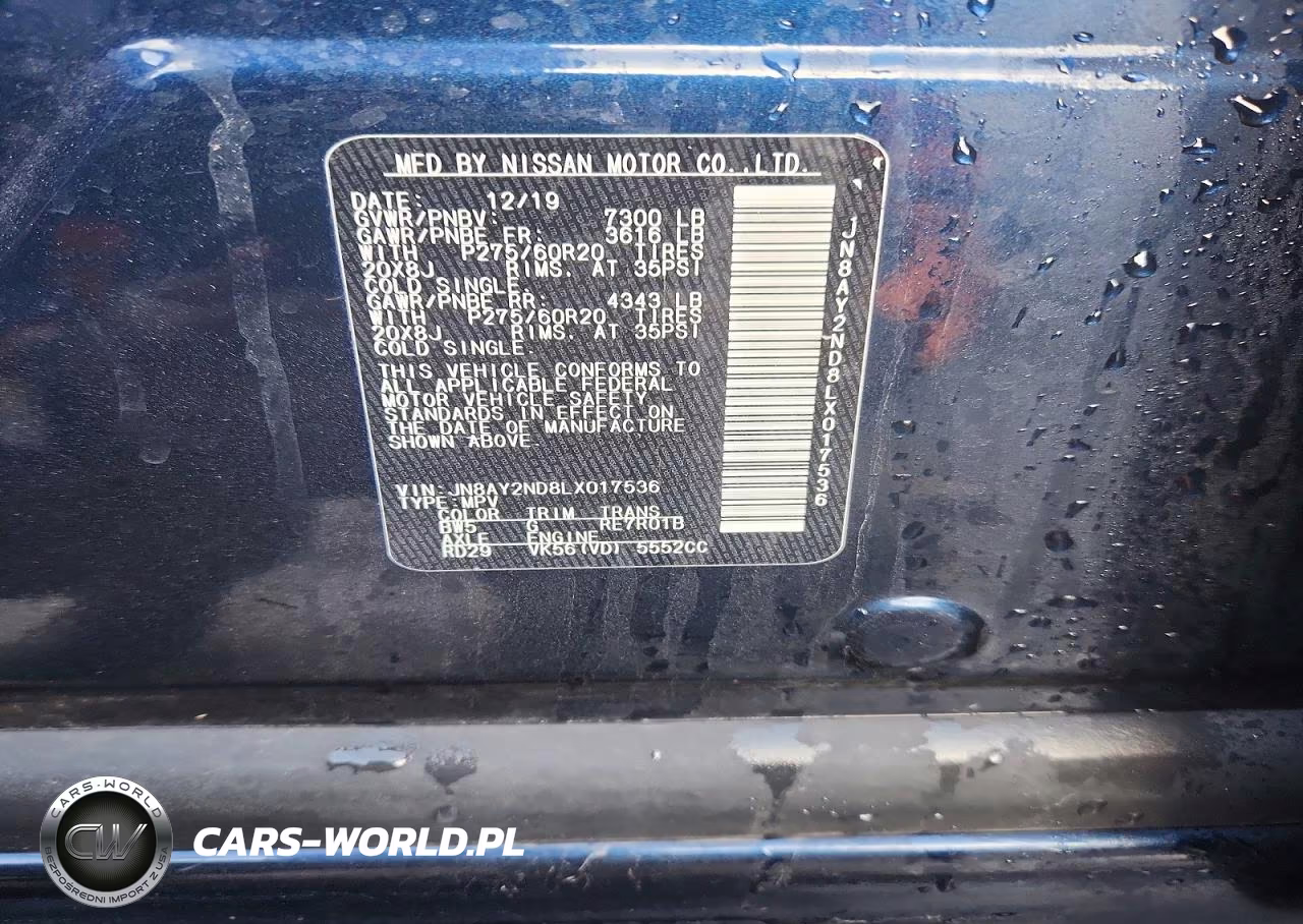 2020 Nissan Armada Sl VIN:JN8AY2ND8LX017536 - 14